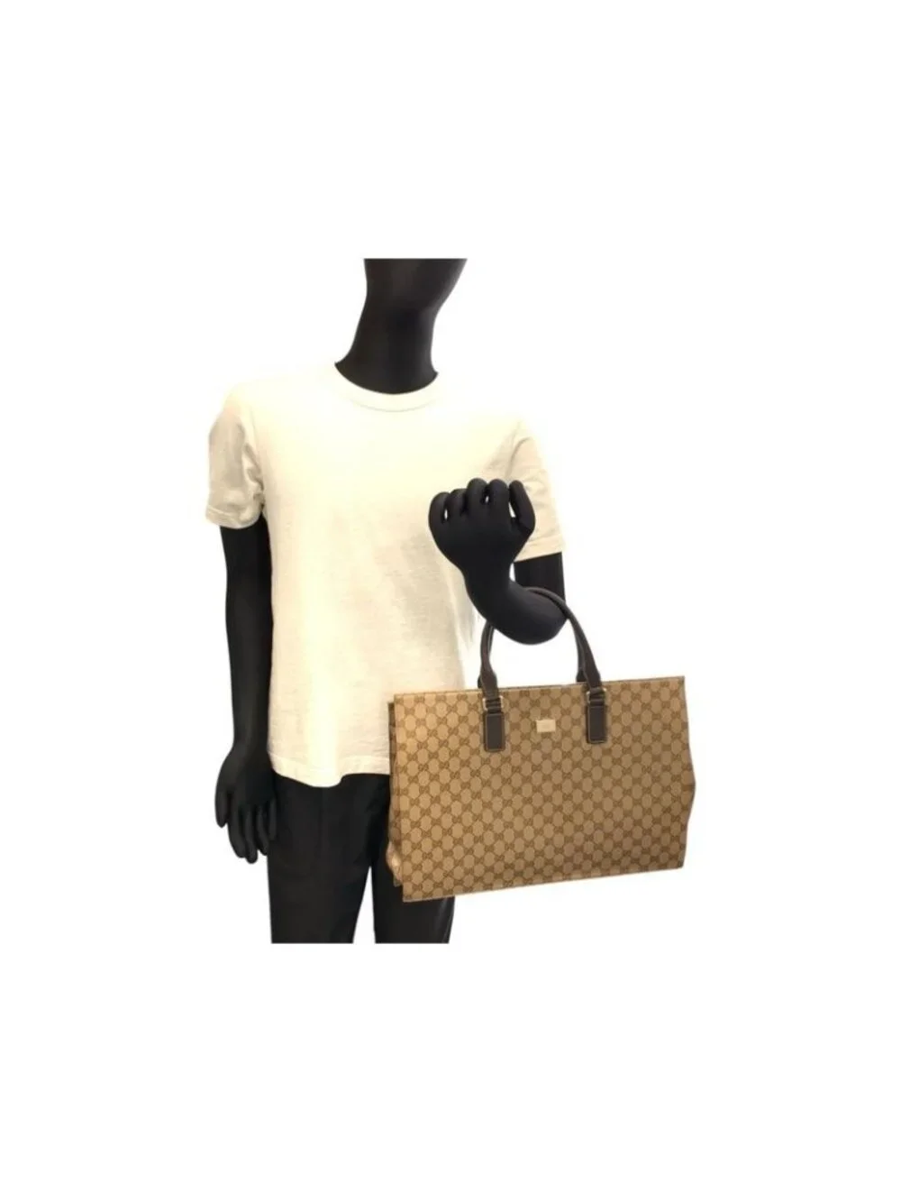 Gucci GG Crystal Beige Dark Brown Business Bag
